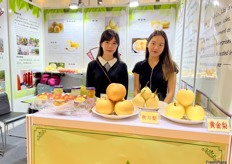 Botou Yafeng, a pear grower and exporter based in Botou City, with their product display on the stand. / 位于泊头市的梨种植商和出口商泊头亚丰在展位上展示他们的产品。 